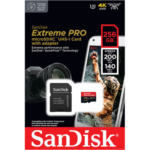 کارت حافظه MicroSDXC سن دیسک مدل Extreme Pro 4k استاندارد UHS-I U3 -A2  ظرفیت 256 گیگابایت