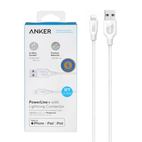 کابل شارژ کنفی آیفون ANKER مدل A8121 - سفید