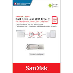 فلش SanDisk Ultra Dual Drive Luxe USB Type-C USB3.1 Flash Memory-256GB