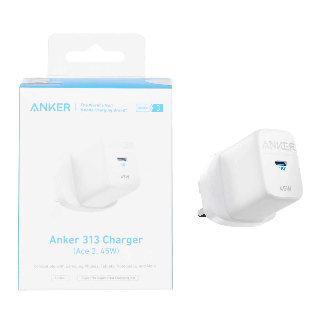 شارژر دیواری فست تک پورت ANKER مدل A2643 با توان 45W و تکنولوژی IQ3