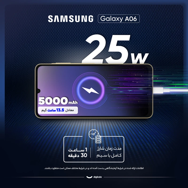 گوشی موبایل سامسونگ Galaxy A06 دو سیم‌کارت ظرفیت 64GB و رم 4GB