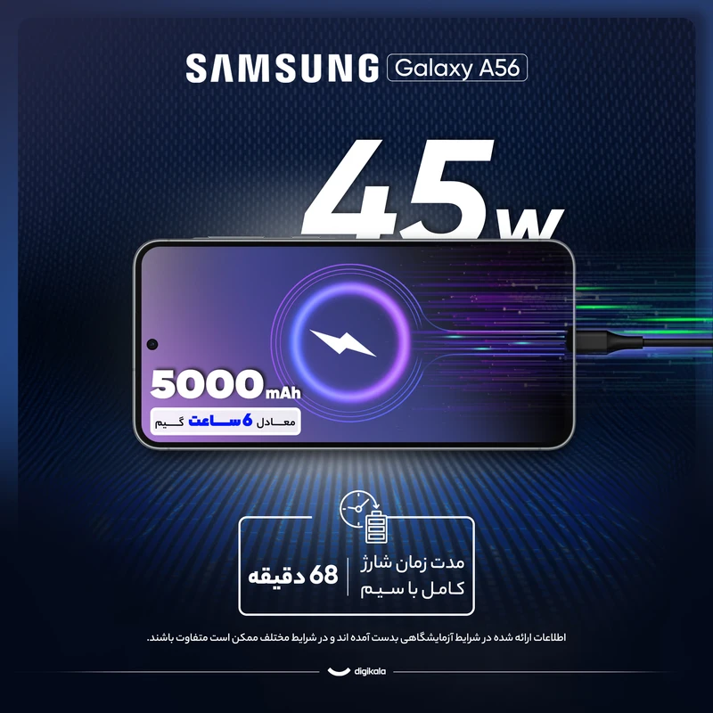 گوشی Galaxy A56 5G سامسونگ دو سیمکارت ظرفیت 256GB و رم 8GB (ویتنام)