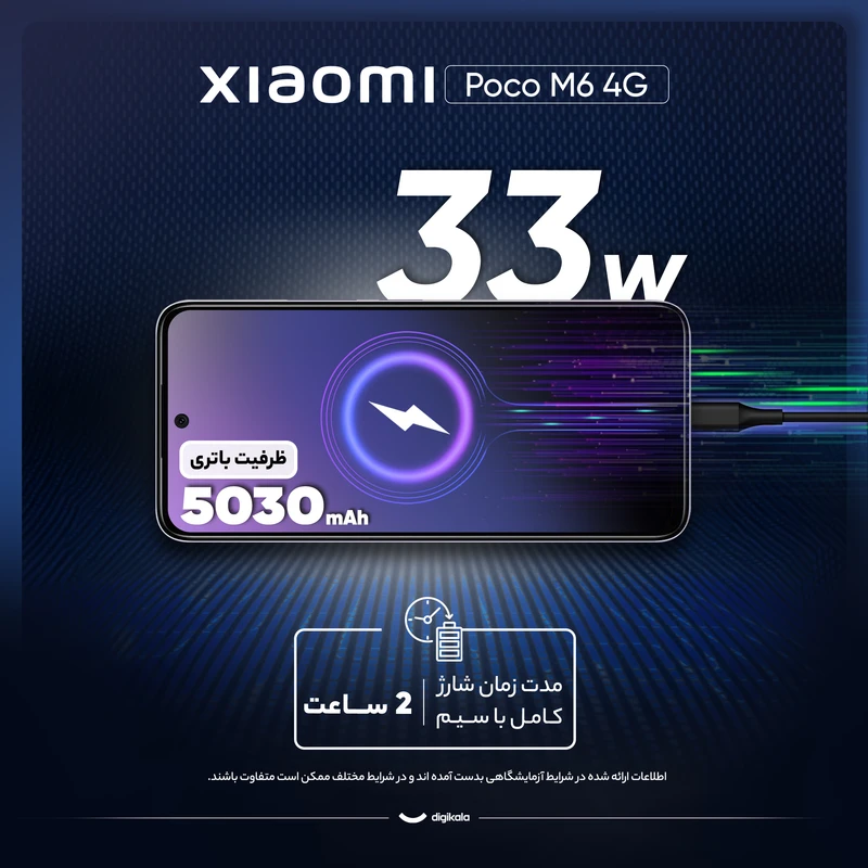 گوشی موبایل شیائومی مدل Poco M6 ظرفیت 128GB و رم 6GB