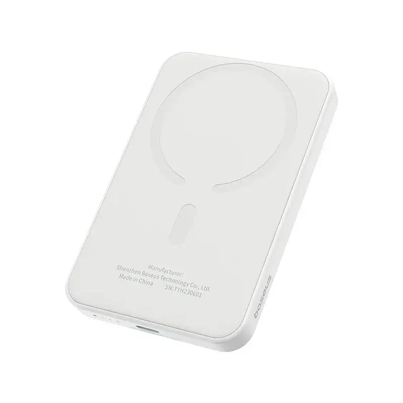 پاور بانک بی سیم مگنتی باسئوس مدل Magnetic Mini Wireless 20w با ظرفیت 5000 میلیآمپر ساعت