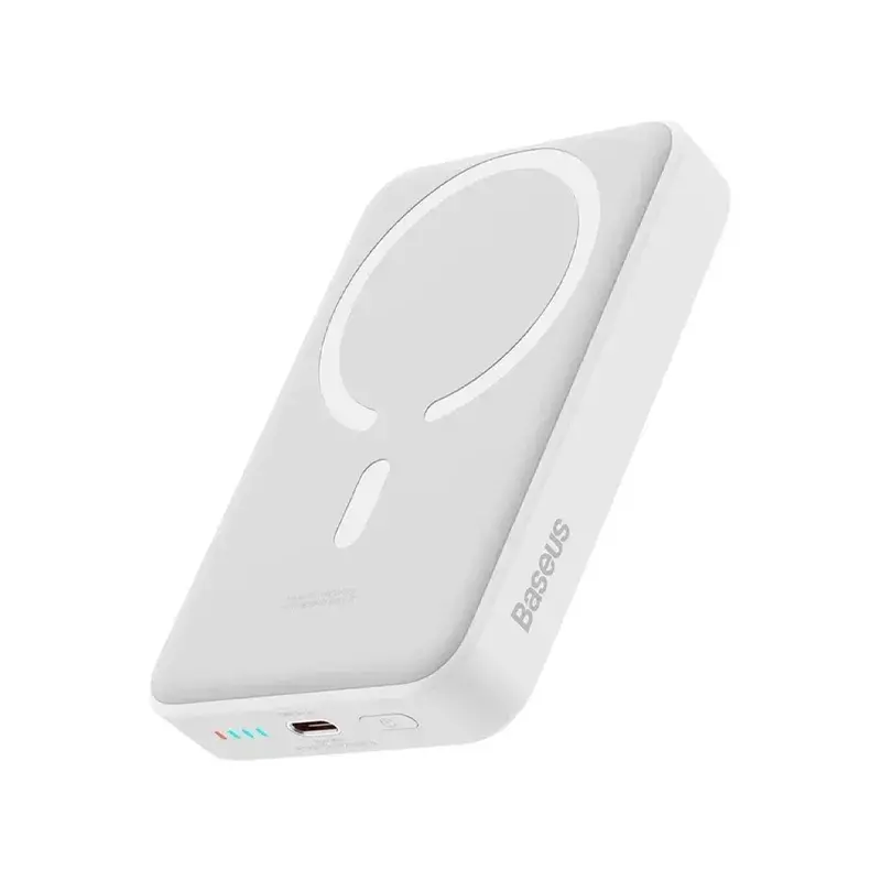 پاور بانک بی سیم مگنتی باسئوس مدل Magnetic Mini Wireless 20w با ظرفیت 5000 میلیآمپر ساعت
