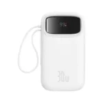 پاوربانک باسئوس مدل Qpow2 DualCable-30w با ظرفیت 10000 میلی‌آمپر ساعت