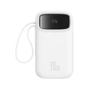 پاوربانک باسئوس مدل Qpow2 DualCable-30w با ظرفیت 10000 میلی‌آمپر ساعت
