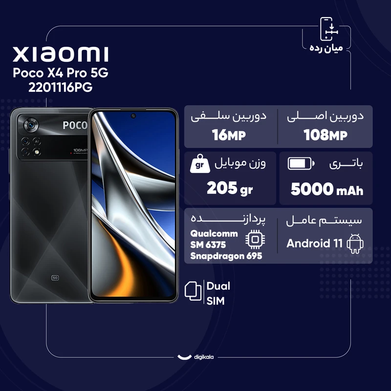 گوشی Poco X4 Pro 5G شیائومی با ظرفیت 256GB و رم 8GB