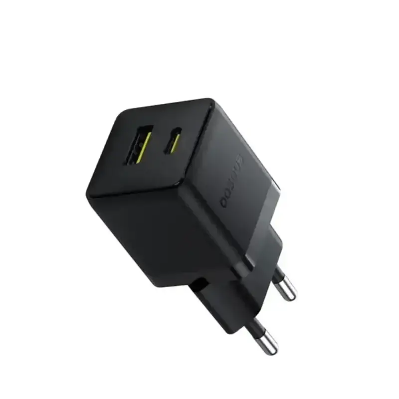 شارژر دیواری دو پورت باسئوس مدل Palm Fast Charger C+U توان 20 وات