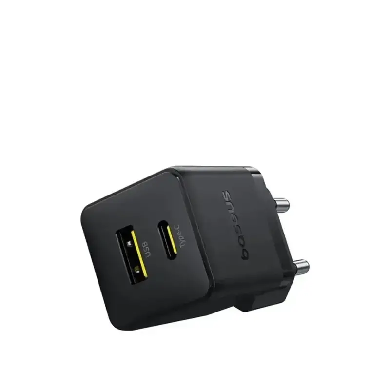 شارژر دیواری دو پورت باسئوس مدل Palm Fast Charger C+U توان 20 وات