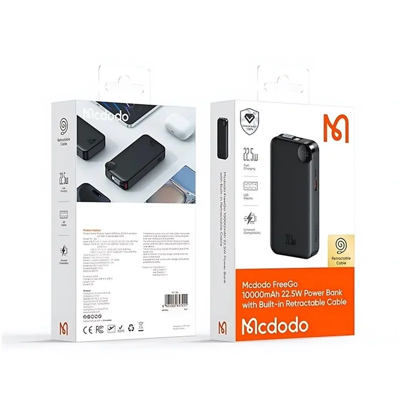 پاوربانک مکدودو مدل MC-3860 ظرفیت 10000 میلیآمپر ساعت